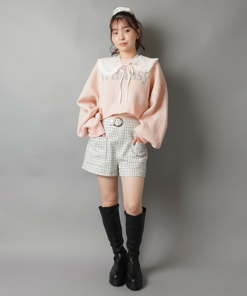 SPINNS（スピンズ）の「ツイードショートパンツ/ベルト（その他パンツ・レディース・ブラック/ホワイト・ONESIZE）」の7枚目の写真