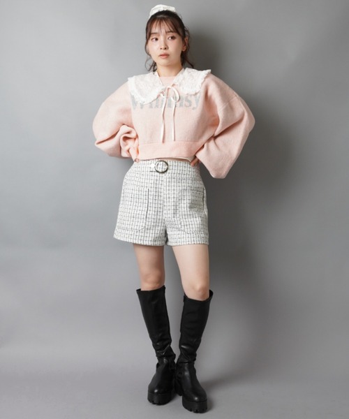 SPINNS（スピンズ）の「ツイードショートパンツ/ベルト（その他パンツ・レディース・ブラック/ホワイト・ONESIZE）」の8枚目の写真