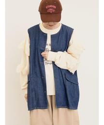 Samansa Mos2 | デニム/ツイルクルーネックベスト(ベスト)