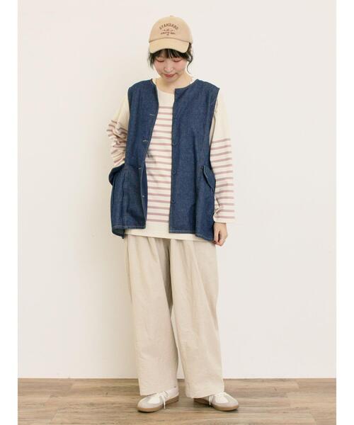 Samansa Mos2（サマンサ モスモス）の「デニム/ツイルクルーネックベスト（ベスト・レディース・ブラック/ブルー/ブラウン・F）」の7枚目の写真
