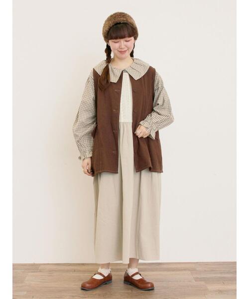 Samansa Mos2（サマンサ モスモス）の「デニム/ツイルクルーネックベスト（ベスト・レディース・ブラック/ブルー/ブラウン・F）」の10枚目の写真