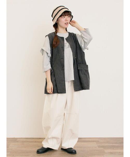 Samansa Mos2（サマンサ モスモス）の「デニム/ツイルクルーネックベスト（ベスト・レディース・ブラック/ブルー/ブラウン・F）」の13枚目の写真