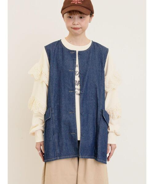 Samansa Mos2（サマンサ モスモス）の「デニム/ツイルクルーネックベスト（ベスト・レディース・ブラック/ブルー/ブラウン・F）」の15枚目の写真