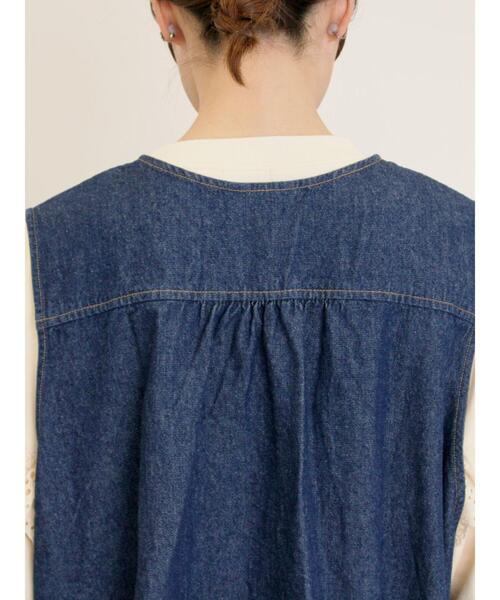Samansa Mos2（サマンサ モスモス）の「デニム/ツイルクルーネックベスト（ベスト・レディース・ブラック/ブルー/ブラウン・F）」の20枚目の写真