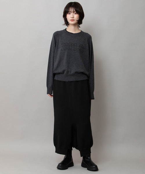 Munich（ミューニック）の「12GG天竺編みソフトニットロゴ刺繍プルオーバー（ニット/セーター・レディース・ホワイト/チャコールグレー/ベージュ・FREE）」の14枚目の写真