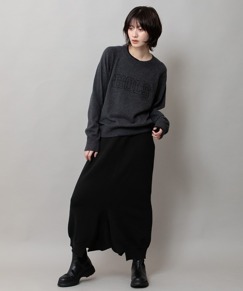 Munich（ミューニック）の「12GG天竺編みソフトニットロゴ刺繍プルオーバー（ニット/セーター・レディース・ホワイト/チャコールグレー/ベージュ・FREE）」の15枚目の写真