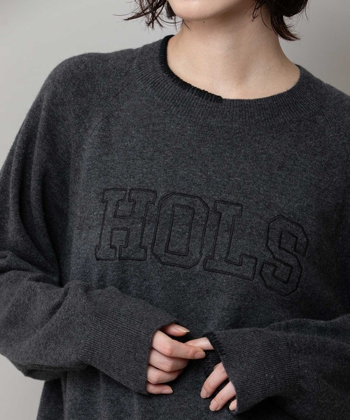 Munich（ミューニック）の「12GG天竺編みソフトニットロゴ刺繍プルオーバー（ニット/セーター・レディース・ホワイト/チャコールグレー/ベージュ・FREE）」の16枚目の写真