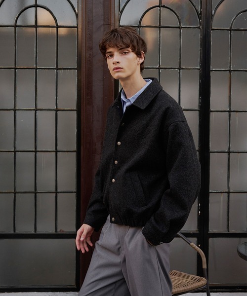 パコラベンヌ　ブルゾン　アウター レザー　レーヨン　茶　ボタン　スペイン製　上品 フェイクレザー2WAYスタンドブルゾン（ライダースジャケット