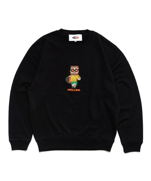MELLOW(メロー)の「PIXEL MARVIE SWEAT / ピクセル柄 / ドットイラスト / イラスト刺繍 / キャラクター スウェット トレーナー(スウェット・メンズ・ネイビー/グレー/ブラック・M/L/XL)」の14枚目の写真
