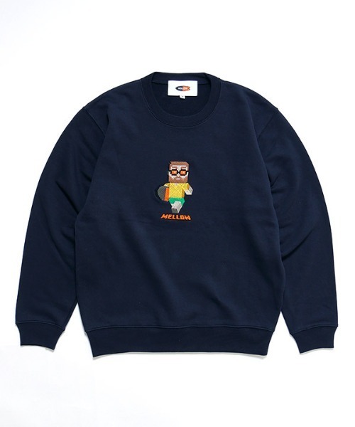 MELLOW(メロー)の「PIXEL MARVIE SWEAT / ピクセル柄 / ドットイラスト / イラスト刺繍 / キャラクター スウェット トレーナー(スウェット・メンズ・ネイビー/グレー/ブラック・M/L/XL)」の19枚目の写真
