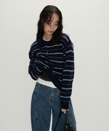 NUJOH（ヌゾ）の「Modern Stripe Knit Polo / モダンストライプ ニットポロ（ニット/セーター）」