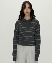 NUJOH（ヌゾ）の「Modern Stripe Knit Polo / モダンストライプ ニットポロ（ニット/セーター）」