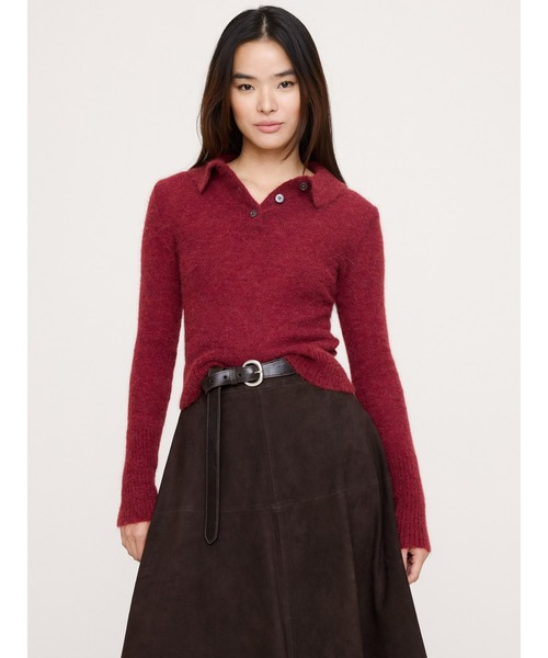 Banana Republic（バナナリパブリック）の「イタリアン アルパカ ブレンド ニットポロ（ニット/セーター・レディース・ブラウン/レッド系その他/ホワイト/ブルー・M/XS/L/S）」の4枚目の写真