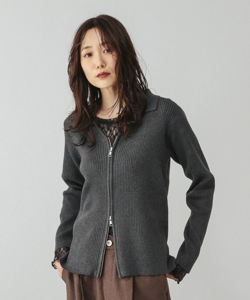 1111189　PLEATSPLEASE　長袖カーディガン　ダブルジップ　ポケ有 1111189 PLEATSPLEASE 長袖カーディガン ダブルジップ ポケ有