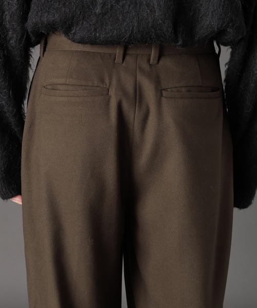 LURAKU】Wool-like One-tuck Straight Slacks / ウールライク
