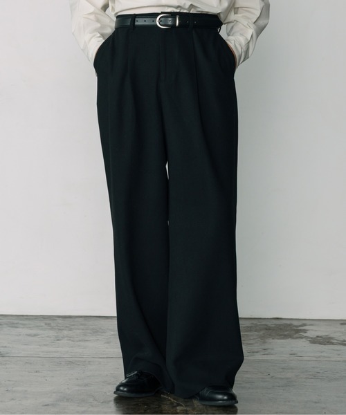 LURAKU（ルラク）の「【LURAKU】Wool-like One-tuck Straight Slacks / ウールライクワンタックスラックス | SETUP対応（スラックス・メンズ・ダークブラウン/ブラック/チャコールグレー・L/M）」の4枚目の写真