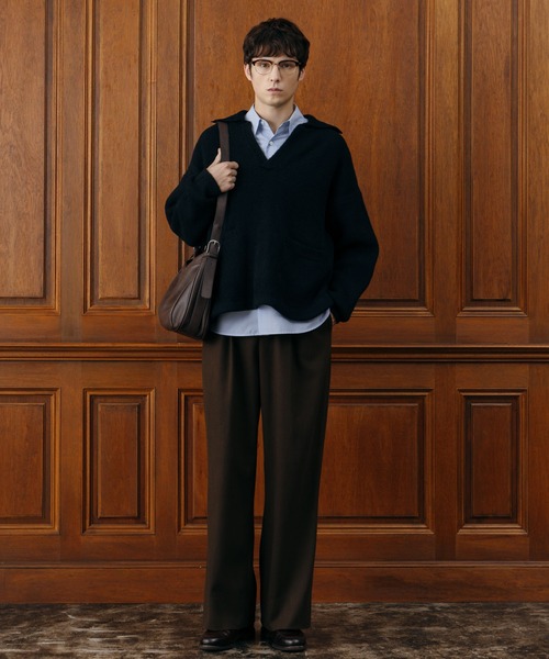 LURAKU（ルラク）の「【LURAKU】Wool-like One-tuck Straight Slacks / ウールライクワンタックスラックス | SETUP対応（スラックス・メンズ・ダークブラウン/ブラック/チャコールグレー・L/M）」の13枚目の写真
