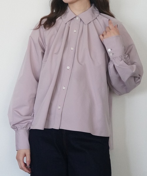 ZOZOMARKET(ゾゾマーケット)の「スタンドネックボリュームスリーブブラウス-ZOZOMARKET by ハヤシアンナ(シャツ/ブラウス・レディース・スモークピンク・マルチサイズ)」の2枚目の写真