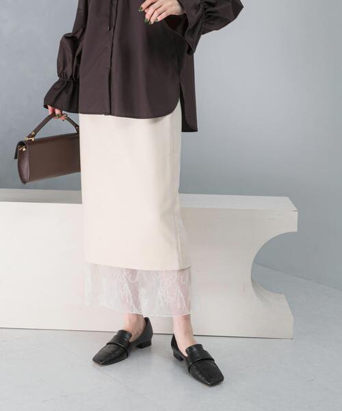 URBAN RESEARCH ROSSO WOMEN（アーバンリサーチ　ロッソ）の「レースレイヤードミディスカート（スカート・レディース・ブラック/アイボリー・36/38）」の20枚目の写真