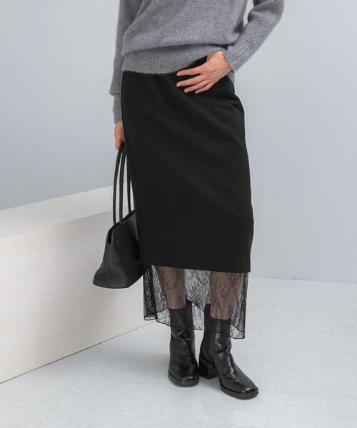 URBAN RESEARCH ROSSO WOMEN（アーバンリサーチ　ロッソ）の「レースレイヤードミディスカート（スカート・レディース・ブラック/アイボリー・36/38）」の5枚目の写真