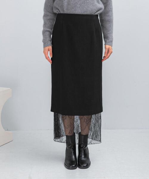 URBAN RESEARCH ROSSO WOMEN（アーバンリサーチ　ロッソ）の「レースレイヤードミディスカート（スカート・レディース・ブラック/アイボリー・36/38）」の8枚目の写真