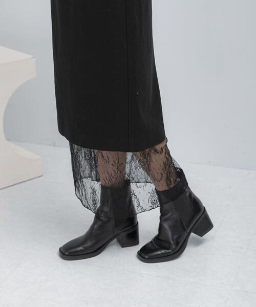 URBAN RESEARCH ROSSO WOMEN（アーバンリサーチ　ロッソ）の「レースレイヤードミディスカート（スカート・レディース・ブラック/アイボリー・36/38）」の11枚目の写真