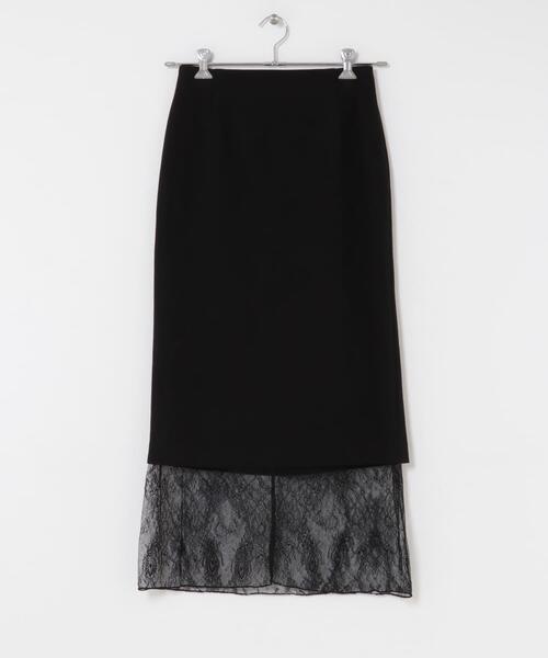 URBAN RESEARCH ROSSO WOMEN（アーバンリサーチ　ロッソ）の「レースレイヤードミディスカート（スカート・レディース・ブラック/アイボリー・36/38）」の12枚目の写真