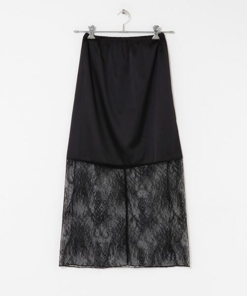 URBAN RESEARCH ROSSO WOMEN（アーバンリサーチ　ロッソ）の「レースレイヤードミディスカート（スカート・レディース・ブラック/アイボリー・36/38）」の15枚目の写真