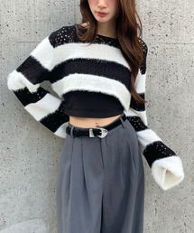 3.3 Field Trip | 3.3 Field Trip/メッシュボーダーショートニット(ニット/セーター)