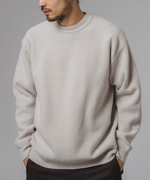 EDIFICE（エディフィス）の「ライト シェニール ヤーン クルーネック プルオーバー（ニット/セーター・メンズ・アイボリー/ブラウン/チャコールグレー・MEDIUM/LARGE）」の2枚目の写真