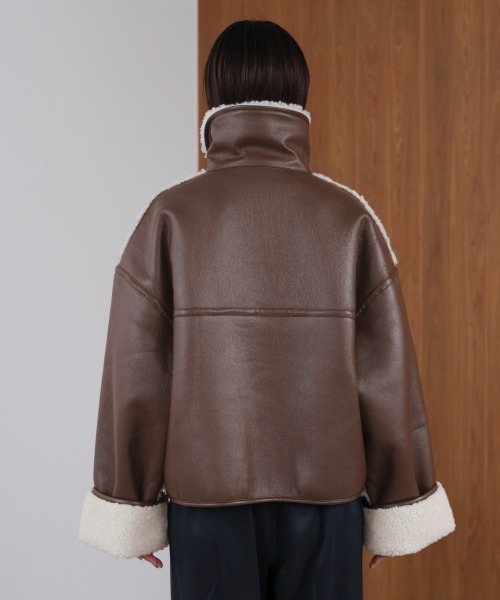 Bou Jeloud（ブージュルード）の「レザーボアブルゾン（ブルゾン・レディース・ブラウン/ブラック・FREE）」の3枚目の写真