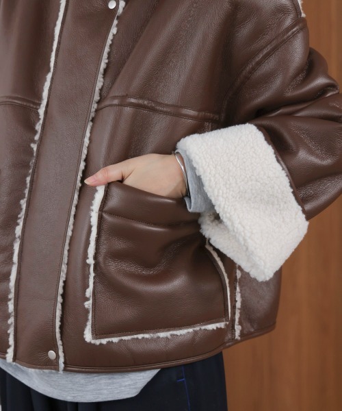 Bou Jeloud（ブージュルード）の「レザーボアブルゾン（ブルゾン・レディース・ブラウン/ブラック・FREE）」の7枚目の写真