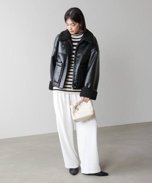 Bou Jeloud（ブージュルード）の「レザーボアブルゾン（ブルゾン・レディース・ブラウン/ブラック・FREE）」の10枚目の写真