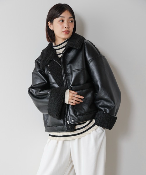 Bou Jeloud（ブージュルード）の「レザーボアブルゾン（ブルゾン・レディース・ブラウン/ブラック・FREE）」の14枚目の写真