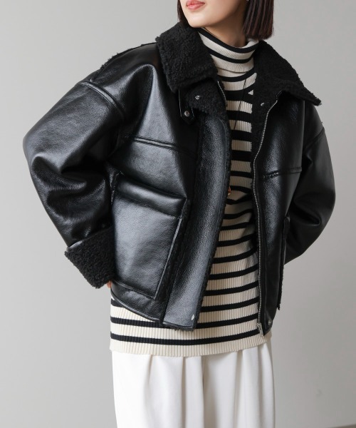 Bou Jeloud（ブージュルード）の「レザーボアブルゾン（ブルゾン・レディース・ブラウン/ブラック・FREE）」の15枚目の写真