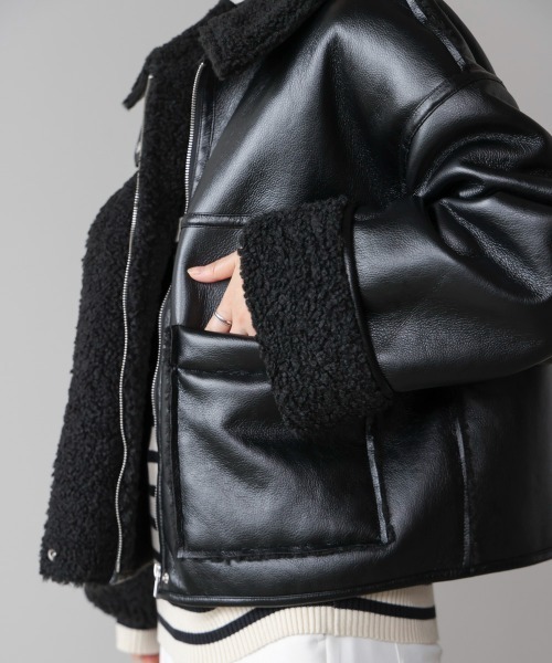 Bou Jeloud（ブージュルード）の「レザーボアブルゾン（ブルゾン・レディース・ブラウン/ブラック・FREE）」の21枚目の写真