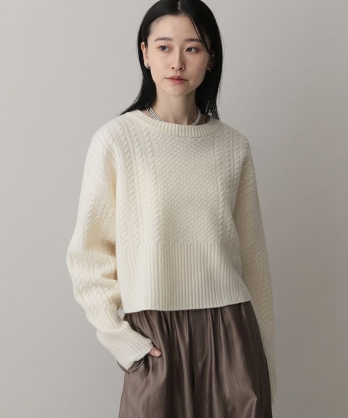 A part by(アパートバイ)の「ケーブルニットプルオーバー(ニット/セーター・レディース・ブラック/アイボリー/イエロー系その他/レッド・FREE)」の9枚目の写真