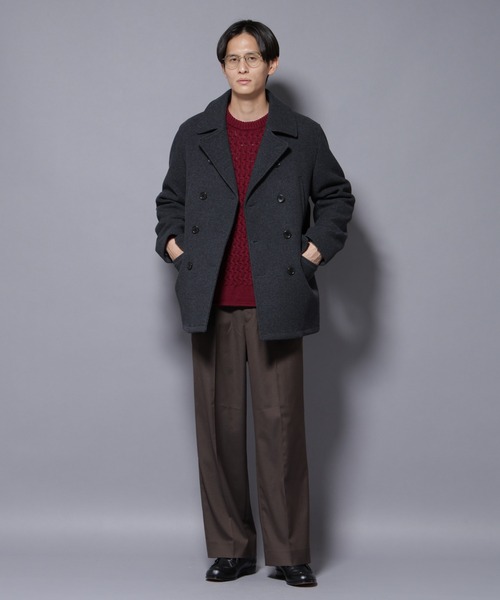 NANO universe（ナノユニバース）の「ウールカシミヤメルトンPコート（ピーコート・メンズ・ブラック/ブラウン/チャコール・S/M/L）」の22枚目の写真