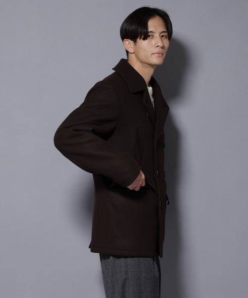 NANO universe（ナノユニバース）の「ウールカシミヤメルトンPコート（ピーコート・メンズ・ブラック/ブラウン/チャコール・S/M/L）」の14枚目の写真