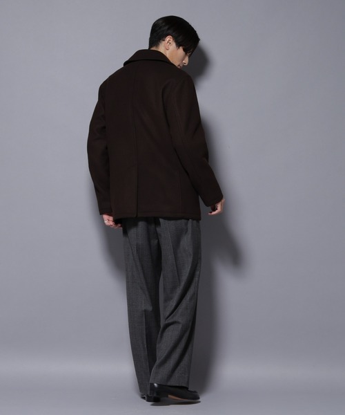 NANO universe（ナノユニバース）の「ウールカシミヤメルトンPコート（ピーコート・メンズ・ブラック/ブラウン/チャコール・S/M/L）」の19枚目の写真