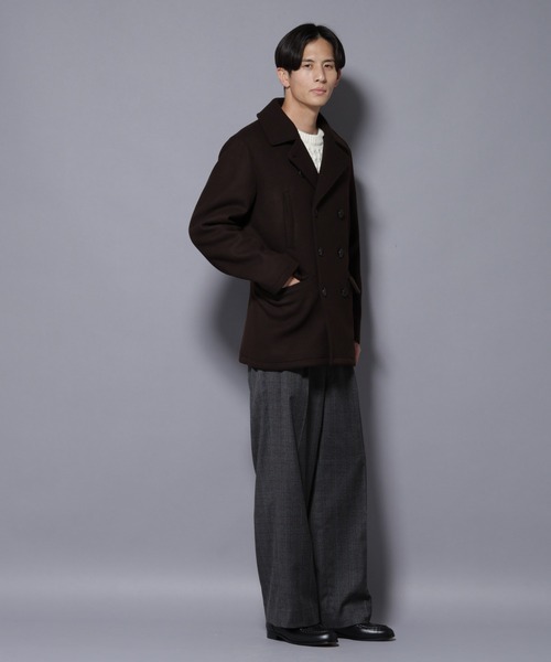 NANO universe（ナノユニバース）の「ウールカシミヤメルトンPコート（ピーコート・メンズ・ブラック/ブラウン/チャコール・S/M/L）」の18枚目の写真