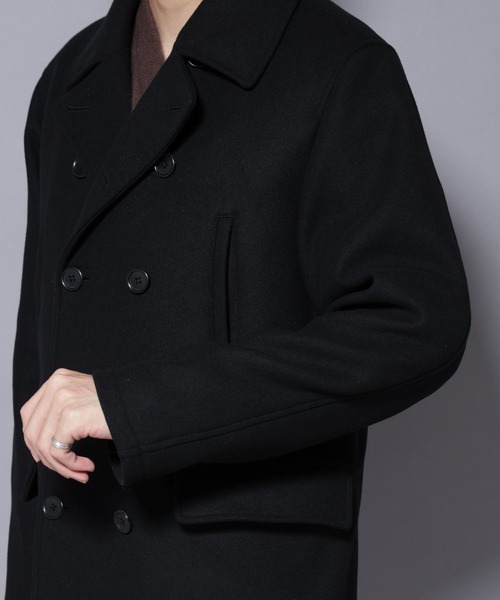 NANO universe（ナノユニバース）の「ウールカシミヤメルトンPコート（ピーコート・メンズ・ブラック/ブラウン/チャコール・S/M/L）」の13枚目の写真