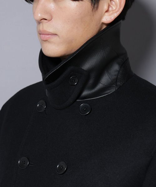 NANO universe（ナノユニバース）の「ウールカシミヤメルトンPコート（ピーコート・メンズ・ブラック/ブラウン/チャコール・S/M/L）」の5枚目の写真