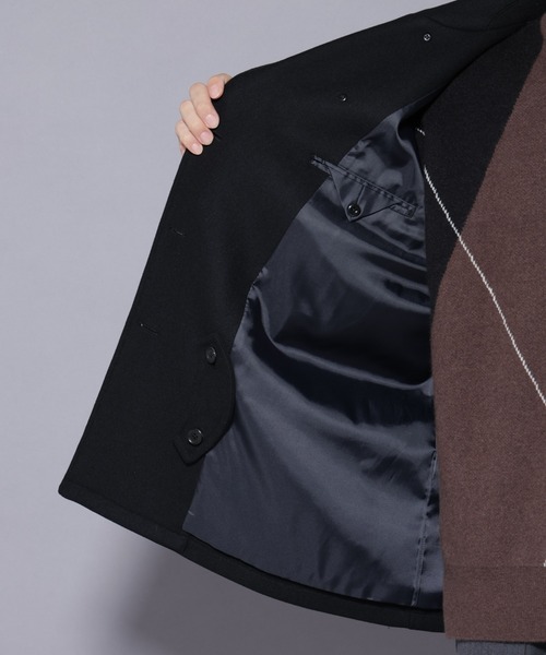 NANO universe（ナノユニバース）の「ウールカシミヤメルトンPコート（ピーコート・メンズ・ブラック/ブラウン/チャコール・S/M/L）」の6枚目の写真
