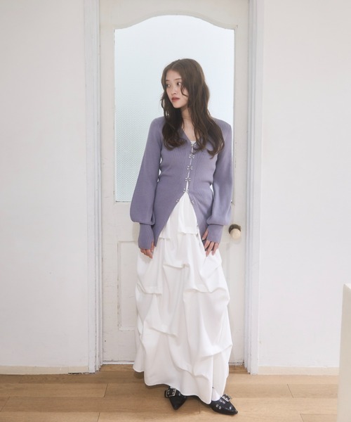 mellowneon（メロウネオン）の「ランダムタックスカート（スカート・レディース・チャコールグレー/アイボリー/ブラック・SMALL/MEDIUM）」の7枚目の写真