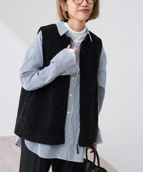 FRAMeWORK（フレームワーク）の「LONG-シャツ（シャツ/ブラウス・レディース・ネイビー/ホワイト/ブルー・FREE）」の5枚目の写真