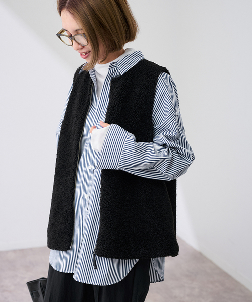 FRAMeWORK（フレームワーク）の「LONG-シャツ（シャツ/ブラウス・レディース・ネイビー/ホワイト/ブルー・FREE）」の6枚目の写真