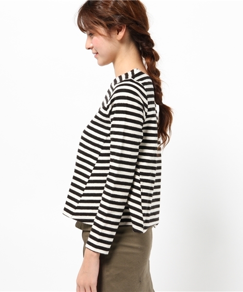 mystic(ミスティック)の「【mystic】ボーダーペプラムプルオーバー(Tシャツ/カットソー・レディース・オフホワイト/ネイビー/ブラック・フリ-)」の11枚目の写真