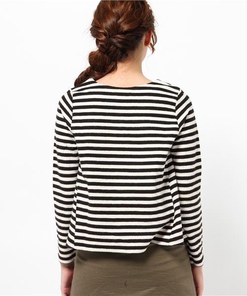 mystic(ミスティック)の「【mystic】ボーダーペプラムプルオーバー(Tシャツ/カットソー・レディース・オフホワイト/ネイビー/ブラック・フリ-)」の12枚目の写真