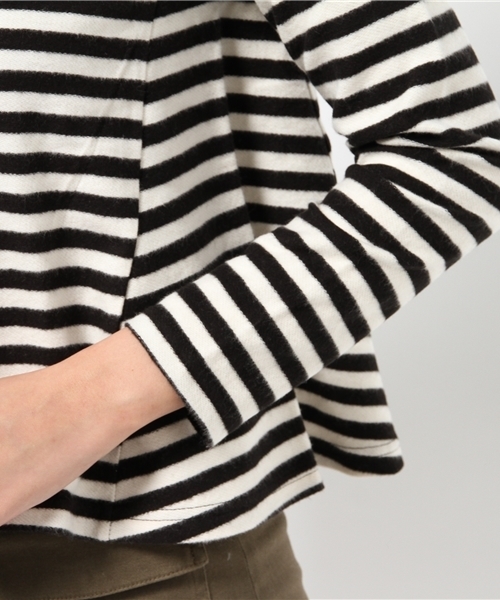 mystic(ミスティック)の「【mystic】ボーダーペプラムプルオーバー(Tシャツ/カットソー・レディース・オフホワイト/ネイビー/ブラック・フリ-)」の6枚目の写真